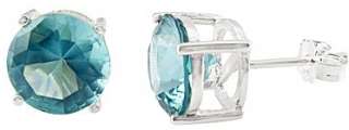   925 Sterling Silver Basket Set Round Aqua Blue CZ Stud Earrings  
