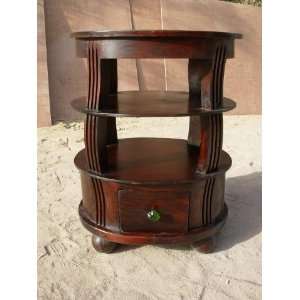   Solid Wood Hand Made Oval Bedside End Table Nightstand: Home & Kitchen