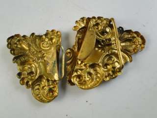 Antique Art Nouveau Brass Cameo Belt Buckle Ladies Vintage 1910s 