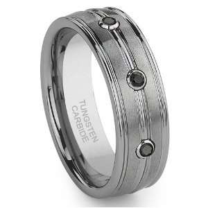   Carbide 3 Black Diamond Wedding Band Ring Sz 7.0 SN#341 Jewelry