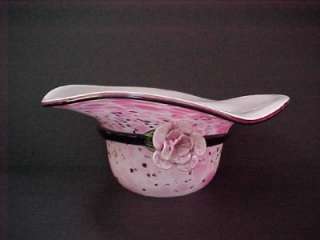   Estate Italian Murano Art Glass Bowl in shape of Ladies Hat  