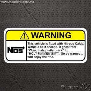 NOS Warning Sticker for Nitrous Oxide N2O ZEX ZX bottle  