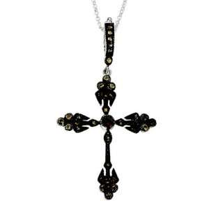  Cross Necklace with Smokey Topaz CZ Cubic Zirconia Crystal Stones 