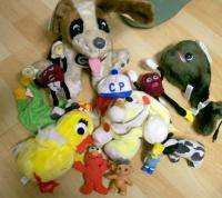 ASSORTED LOT VINTAGE STUFFED ANIMALS M&MS AND MORE  