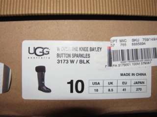 UGG BAILEY BUTTON SPARKLES OVER THE KNEE BLACK SEQUIN TALL CLASSIC 