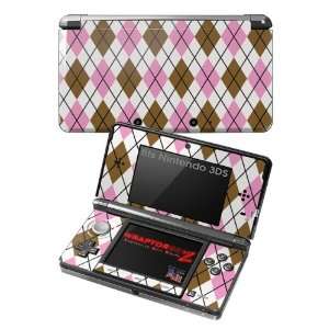  Nintendo 3DS Skin   Argyle Pink and Brown Video Games