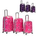 Rockland Vision Pink Circles Light Weight 3 piece Hardside Spinner 