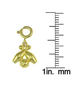 14k Yellow Gold Bowling Ball and Pins Charm  