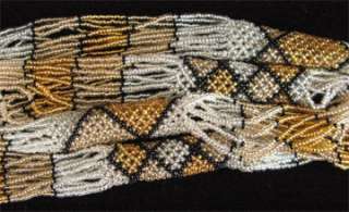 Black/White/Golds African Zulu Trade Bead Necklace 36  