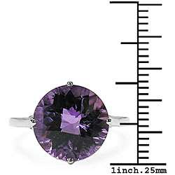 Sterling Silver Genuine Amethyst Silver Solitaire Ring  
