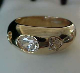 VINTAGE style 1ctTW 3 stone 14k GOLD ep Band Ring Sz6  