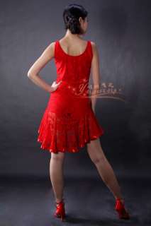 NEW Latin salsa tango Ballroom Dance Dress #S8022 lace Dress Red 