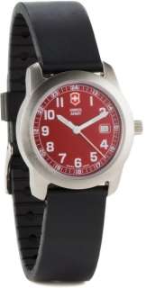 Swiss Army Victorinox Black Rubber Sports Sharp Red Dial Date Womens 