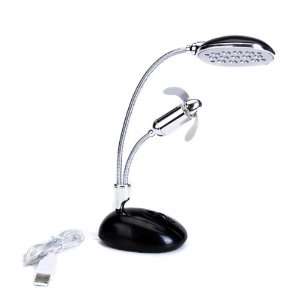   LED Desk Lamp and Fan USB Powered for PC Laptop   Black: Electronics