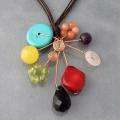 Leather Balloons Pearl Multi gemstone Necklace (5 5.5 mm) (Thailand 
