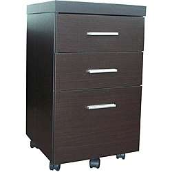 Cappuccino Wood File Cabinet with Casters  