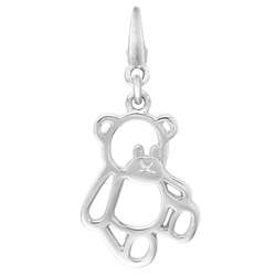 Sterling Silver Cutout Teddy Bear Charm  Overstock