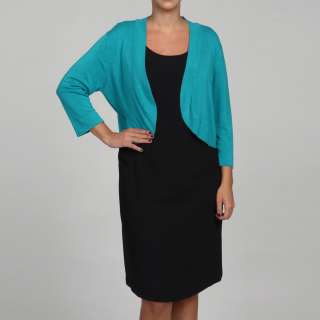 Jessica Howard Womens Plus Turquoise 3/4 Sleeve Sweater  Overstock 