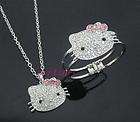 hello kitty pink bow kitty letter necklace bracelet set 2 item xmas 