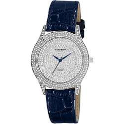 Akribos XXIV Womens Diamond Blue Brilliance Swiss Quartz Strap Watch 