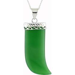 Sterling Silver Green Jade Horn Necklace  
