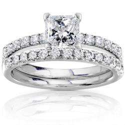 14k White Gold 1 1/2ct TDW Diamond Bridal Ring Set (H I, I1 I2 