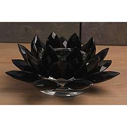 Black Crystal Lotus Candle Holder  Overstock