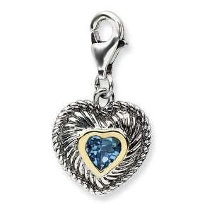  Silver w/14ky Blue Topaz Antiqued Charm Amore La Vita Jewelry