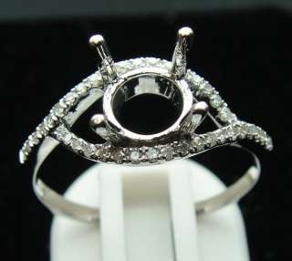 Solid 14K White Gold Diamond Semi Mount Engagement Ring  