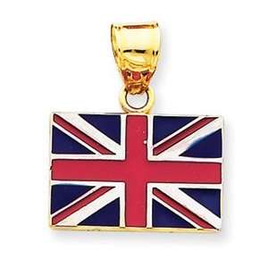    14k Gold Solid Enameled United Kingdom Flag Pendant: Jewelry