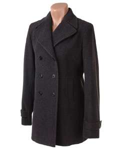 Kenneth Cole Reaction Charcoal Grey Pea Coat  Overstock
