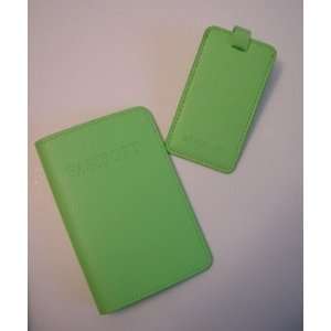  Green Travel Accessories Set with Passport Cover and 1 