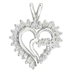   Heart pendant with round diamonds set in 14K white gold with victory