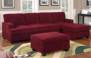 Sofa Couch Sectional Sectionals w/ Reversible Chaise Corduroy Suede 3 