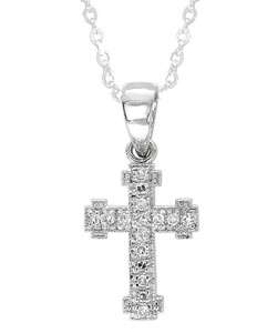   Gold 1/10ct Diamond Millegrain Gothic Cross Pendant  