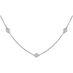   White Gold 1ct TDW Diamond Station Necklace (H I, I1)  Overstock