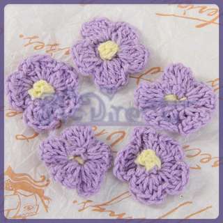 20 Lot Purple Handmade Crochet Flowers Appliques Scrapbooking Card 