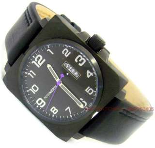 PETER WERTH MENS BLACK DIAL & DATE COUNTER WITH BLACK LEATHER STRAP 