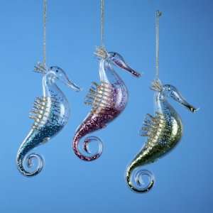  Pack of 12 Beach Party Glass Glitter Seahorse Tropical Christmas 