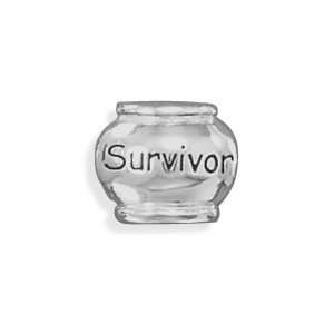  Sterling Silver Charm Bracelet Bead with the Word Survivor 