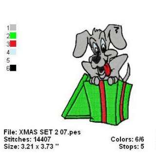 CHRISTMAS PUPPY DOG SINGLE EMBROIDERY MACHINE DESIGN  