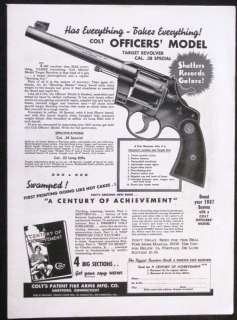1937 COLT Officers Model .38 Revolver magazine Ad s717  