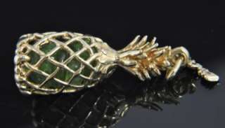Estate 14K Gold Hawaii Jade Pineapple 3D Charm Pendant  