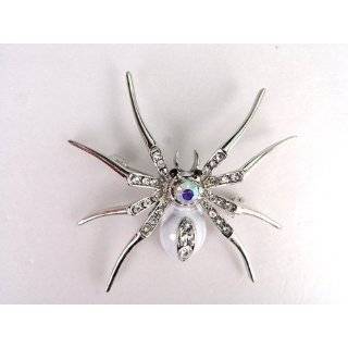 White Enamel Body Crystal Rhinestone Halloween Spider Fashion Jewelry 