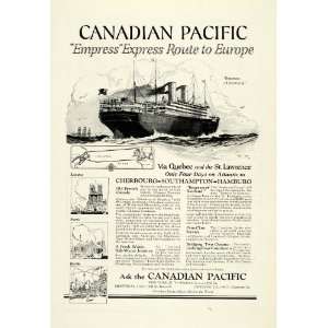 com 1922 Ad Canadian Pacific Cruise Empress Express Route Europe Ship 