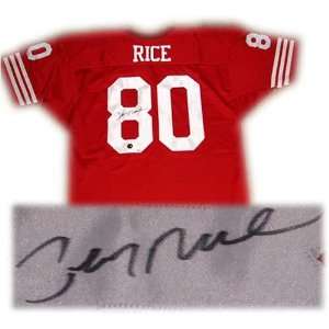 49ers Jerry Rice Signed Red Jersey, COA & Hologram:  Sports 