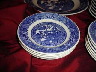 Vintage Lot Set 24 Piece Unmarked Blue Willow China Bowls Plates 