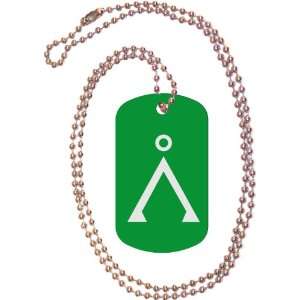   : Earth Symbol Chevron Green Dog Tag with Neck Chain: Everything Else