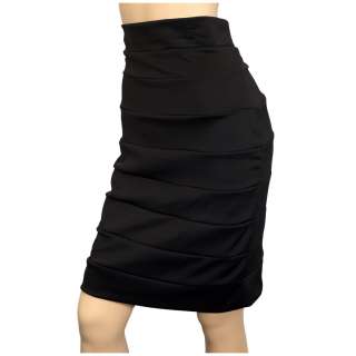 Plus size Bandage Pull On Pencil Skirt Black  