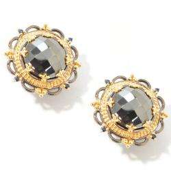 Michael Valitutti Two tone Hematite and Blue Sapphire Earrings 